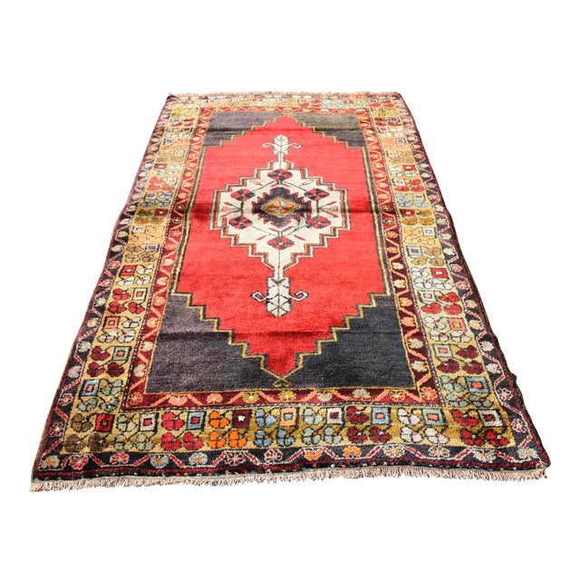 5x8 Ft Vintage Turkish Rug Geometric Design Rug Traditional Multi Color