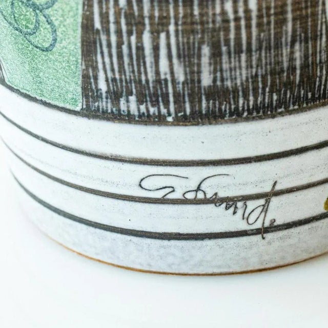 Ceramic Floor Table Lamp with Silk Lampshade attributed to R. Houben, 1970s For Sale - Image 4 of 10