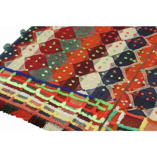 1950s 1950s Vintage Persian Kilim With Multicolor Stripes and Diamonds by Rug & Kilim For Sale - Image 5 of 8