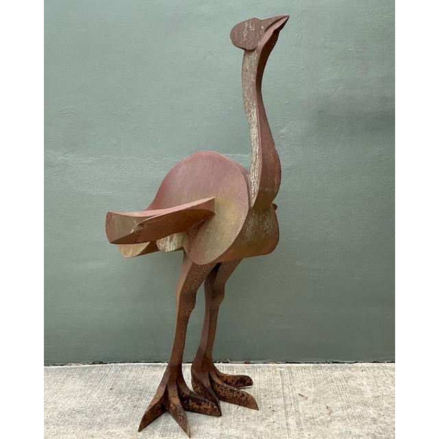 Vintage Monumental Patinated Metal Ostrich Sculpture For Sale - Image 9 of 12
