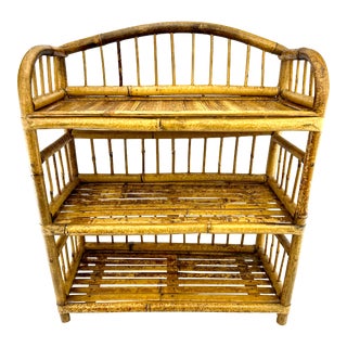1960s Mid Century Vintage Bamboo Shelf For Sale