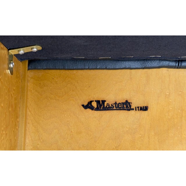 1970s Birds Eye Maple Italian Art Deco Style Low Profile Desk w/ Leather Chair - A Pair For Sale - Image 5 of 12