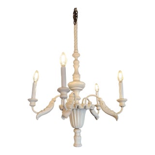 1990s Wood White Chandelier For Sale