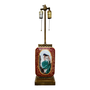 Vintage Hand Painted Romanticism Style Table Lamp W/Two Different Images