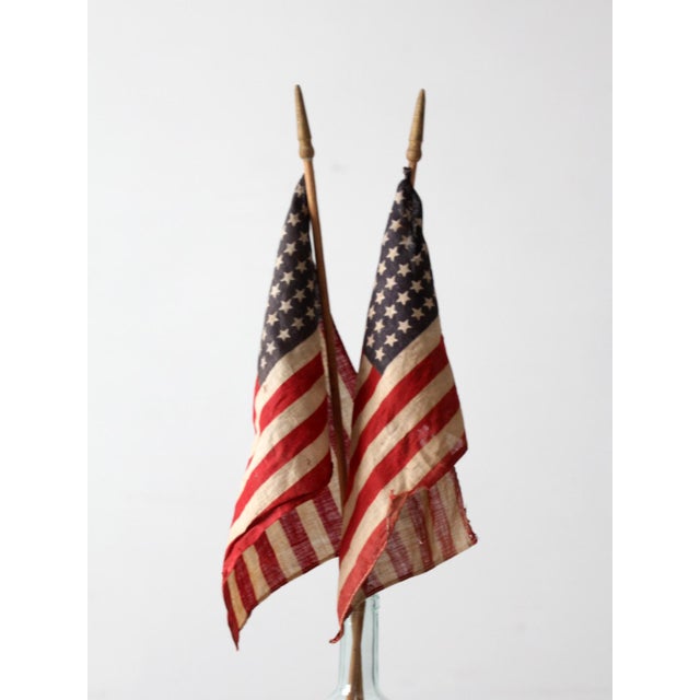 Vintage 48 Star American Parade Flags Pair For Sale - Image 4 of 14