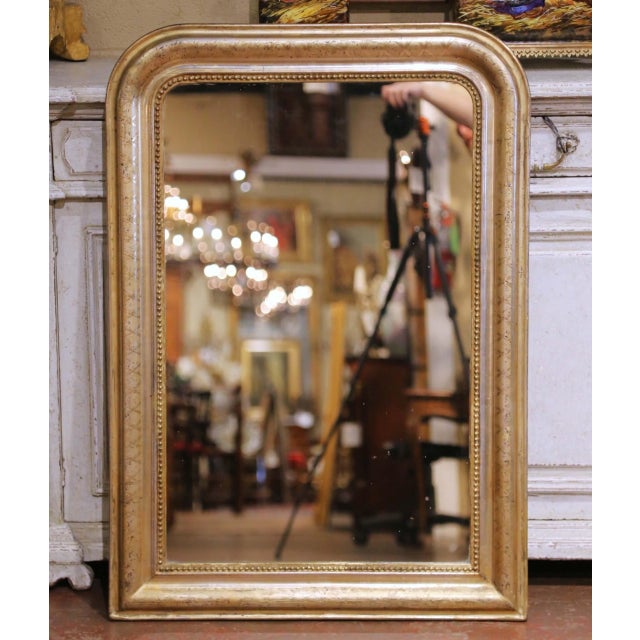 Late 19th Century 19th Century French Louis Philippe Giltwood Wall Mirror With Engraved Motifs For Sale - Image 5 of 6