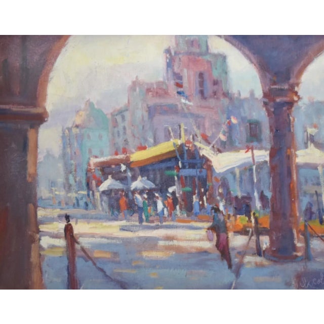 Silvio Silvestri, Listed Artist Italian Cityscape Oil Painting Including the Antiqued Gold Wood Frame For Sale - Image 4 of 12