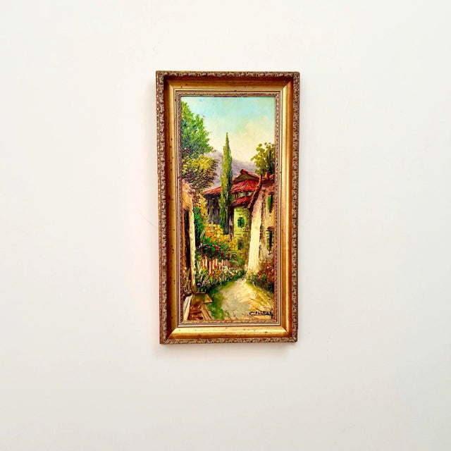 Vintage Mid Century Mediterranean Village Landscape Oil Painting by Joseph Collazzi, Italian American Artist (1914-1989) For Sale In Miami - Image 6 of 12