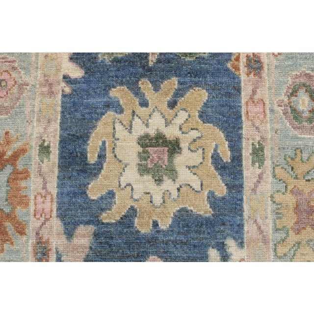 Boho Chic Oushak Gardiner Blue/Beige Wool Rug Runner - 2'8'' X 18'11'' For Sale In New York - Image 6 of 8