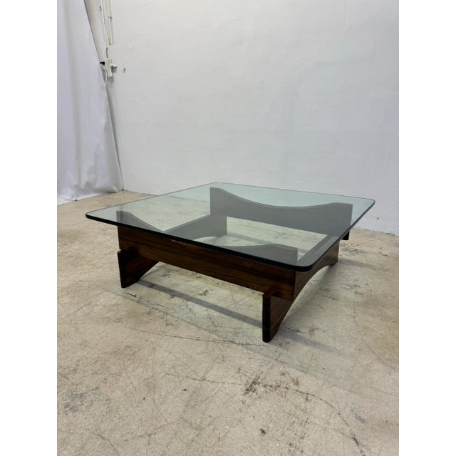 Percival Lafer Mid-Century Brazilian Rosewood and Glass Coffee Table, 1960s For Sale - Image 4 of 12