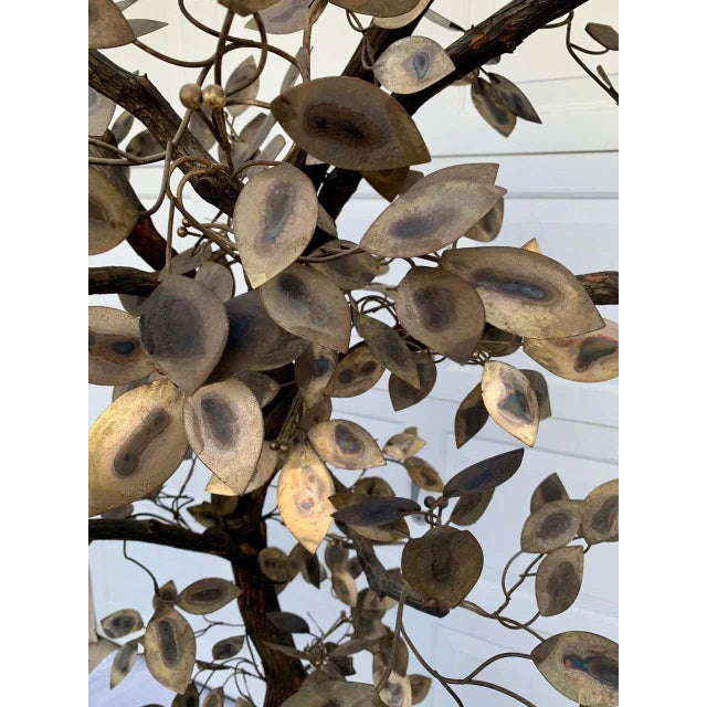 Brutalist Hammered Metal Tree Sculpture With Uplight, Curtis Jere, 1960's For Sale - Image 11 of 13