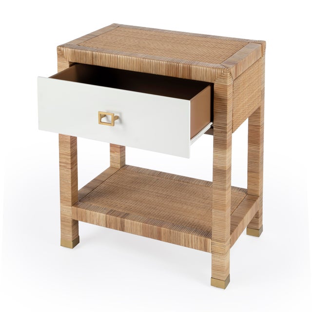 2020s Corfu 24 in. W Rectangular Rattan 1 Drawer Nightstand with Lower Open Shelf For Sale - Image 5 of 11