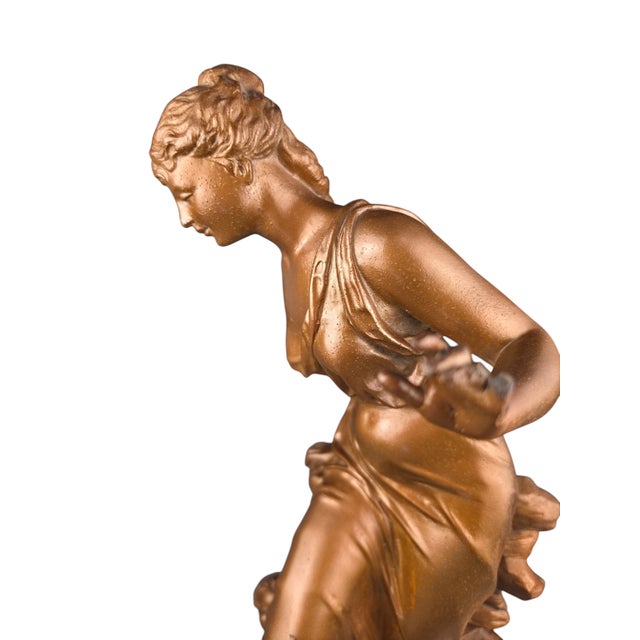 19th Century Henri Huppe 'Premier Appel' French Regule Figural Sculpture, C. 1890 For Sale - Image 4 of 10