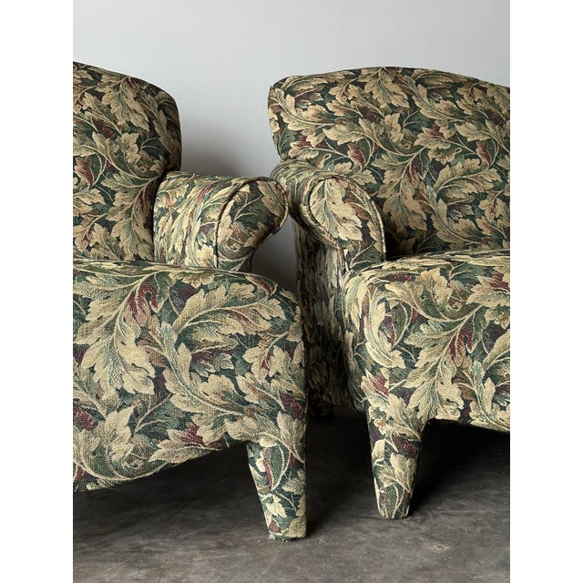 1990s Postmodern Vintage Sage Tapestry Club Lounge Chairs, Angelo Donghia, Pair For Sale - Image 18 of 18