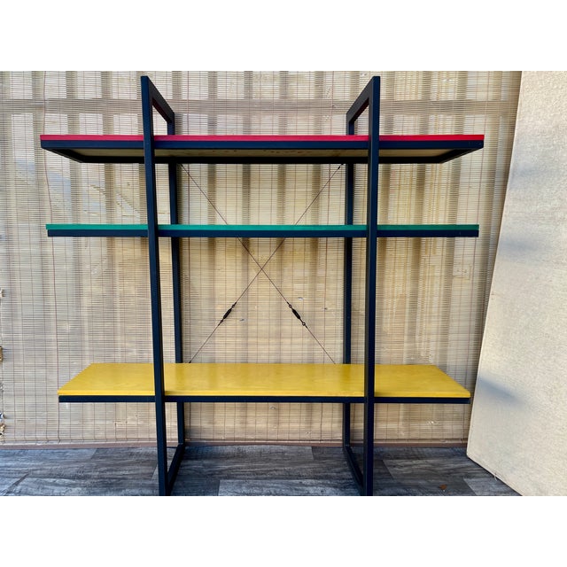 Mid Century Modern Metal Bookcase / Shelves in the Adrian Dekker for Tomado Style. Circa 1970s For Sale In Miami - Image 6 of 18