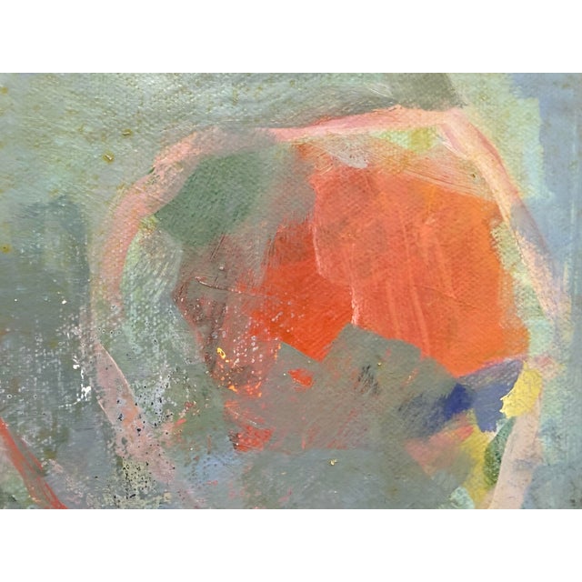 Blue Vintage Abstract Oil Painting of Flowers, Framed For Sale - Image 8 of 12