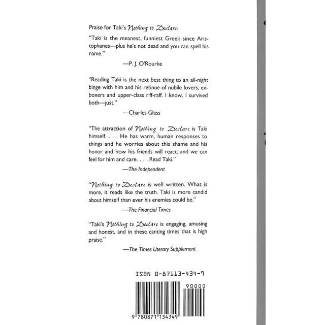 "Nothing to Declare: A Memoir" 1991 Taki For Sale - Image 4 of 4