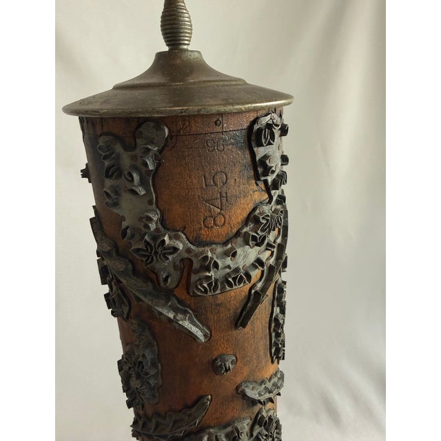 Early 19th Century Vintage Industrial Wallpaper Roller Floor Lamp For Sale - Image 4 of 9