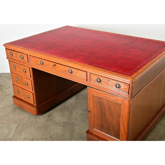 French French 19th Century Mahogany & Leather Partners Desk For Sale - Image 3 of 16