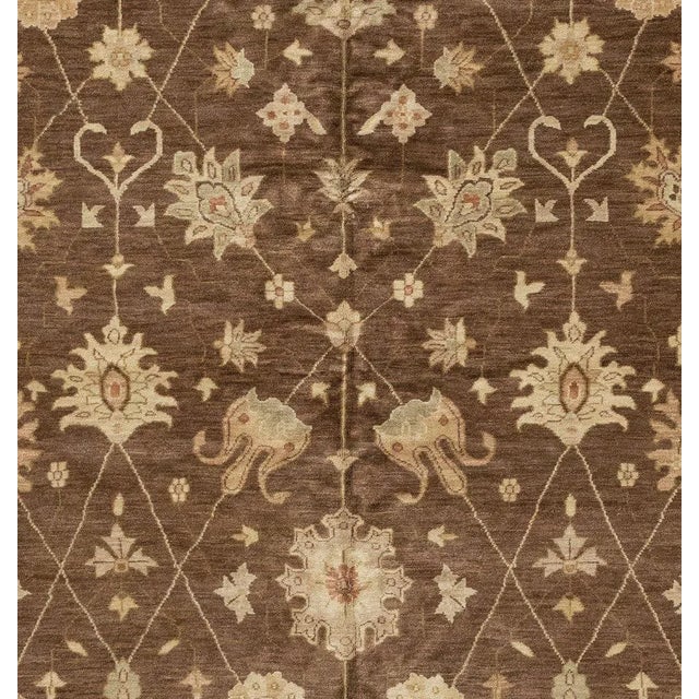 Persian Late 20th Century Handmade Brown Persian Rug Sultanabad Design For Sale - Image 3 of 5