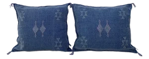 Contemporary Tranquil Blue Silk Pillow Covers- a Pair