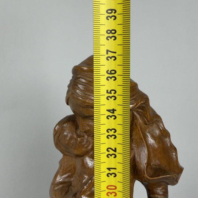 Madonna with Child in Wood Carved Wood, 1950s For Sale - Image 11 of 12