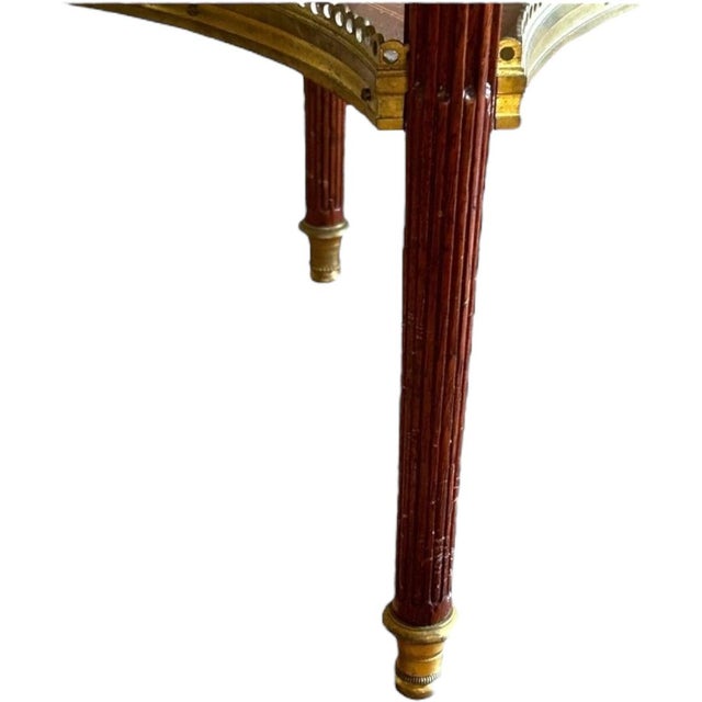 Brown Antique 19th Century Louis XVI Style Wood/Marble Circular Side Table For Sale - Image 8 of 9