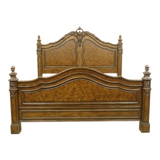 Drexel King Size Continental Style Walnut Bed For Sale