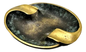 Vintage Austrian Elliptical Brass Ashtray attributed to Franz Hagenauer, 1950s