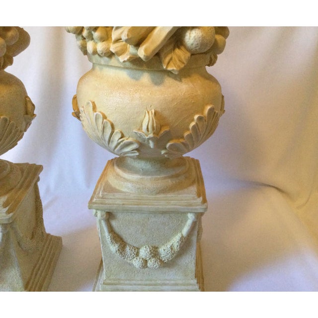 Vintage French Anduze Style Vases With Fruit Sculptures/Topiary, a Pair For Sale - Image 14 of 18