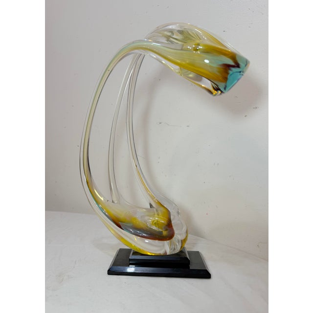 Vintage Signed Hand Blown Studio Art Glass Stretched Sculpture Vase Statue Art For Sale In New York - Image 6 of 13