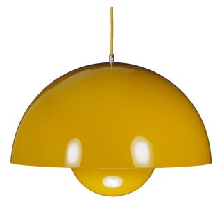 VP2 Mustard Flowerpot Pendant Lamp by Verner Panton for &Tradition, 2000s For Sale