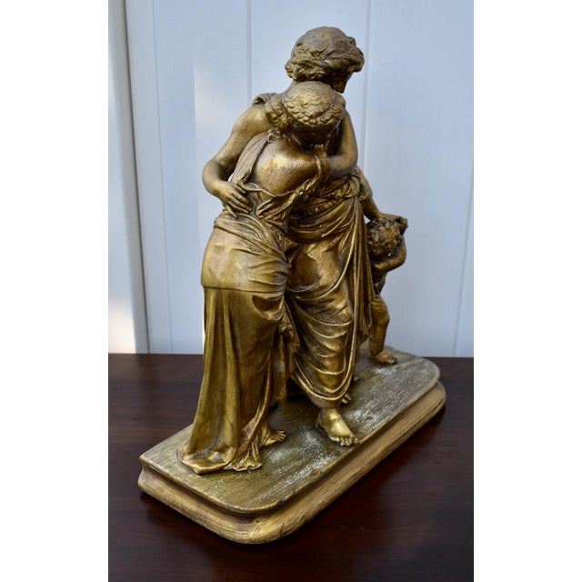 Antique 19thC Neoclassical Gilt Spelter Figural Group Statue Moreau Era For Sale - Image 11 of 15