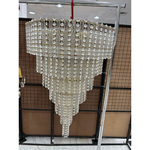 1970s Vintage 1970s Art Deco Style Chandelier For Sale - Image 5 of 12