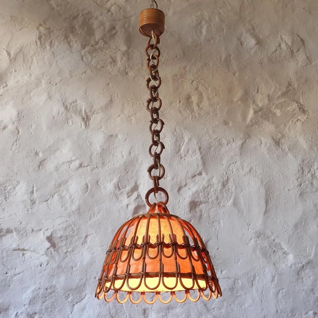 Mid-Century Modern Handcrafted Pendant Lamp in the style of Louis Sognot, 1960s For Sale - Image 10 of 10