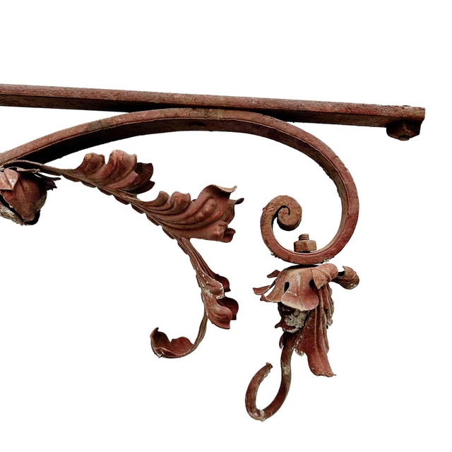1900 - 1909 Antique Wrought Iron Canopy Brackets For Sale - Image 5 of 6
