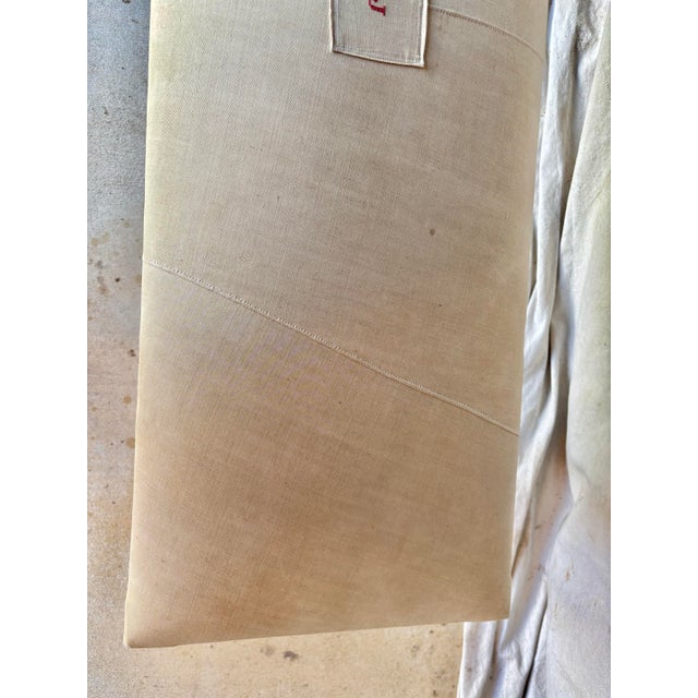Early 20th Century French Walnut and Antique Linen Upholstered Bench For Sale - Image 10 of 12