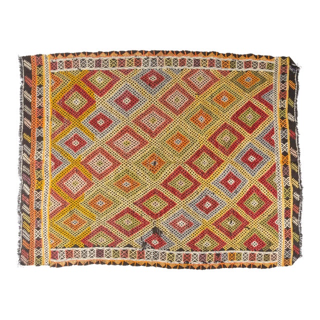 Vintage Anatolian Geometric Kilim Rug For Sale
