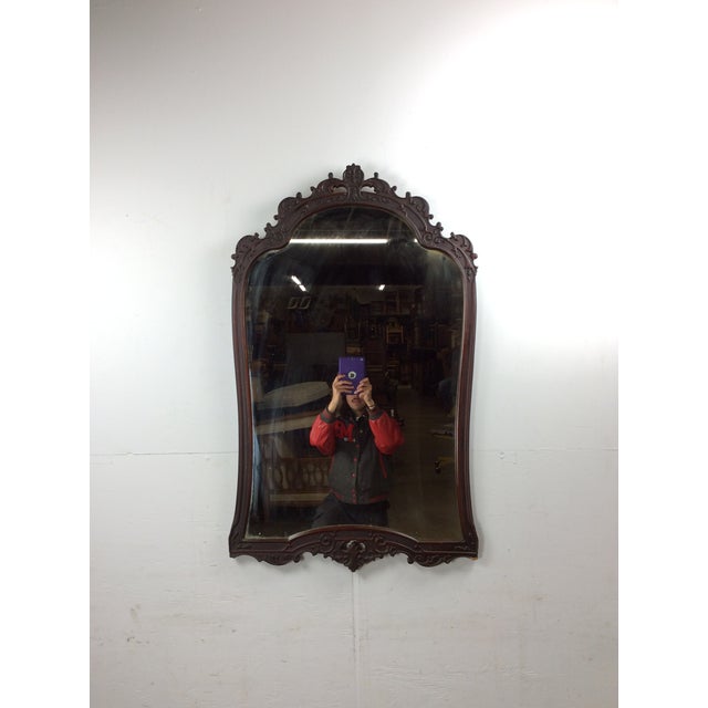 American Antique Wall Mirror With Ornate Carved Wood Frame For Sale - Image 3 of 12