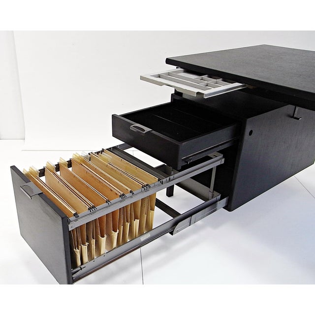 Writing Desk with Typewriter Desk in Black Stained Oak by Herbert Hirche for Christian Holzäpfel KG, Germany, 1960s For Sale - Image 4 of 18
