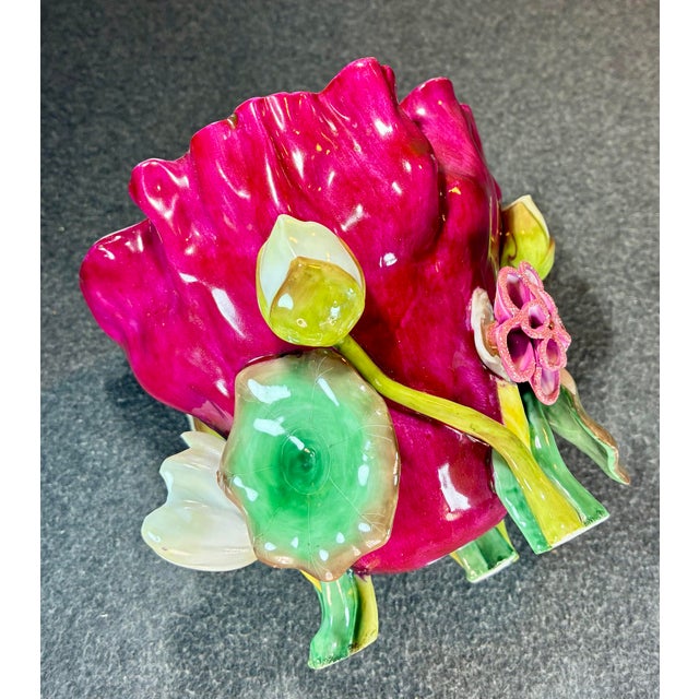 Majolica Fruit & Flower Themed Planter Bowl For Sale In Greenville, SC - Image 6 of 7