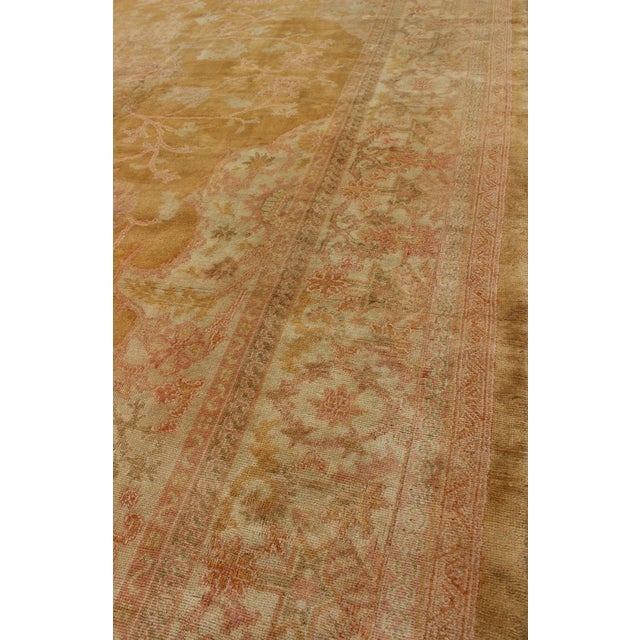 Stunning Antique Fine Burlu Oushak Rug in Gold and Neutral Tones For Sale - Image 4 of 10