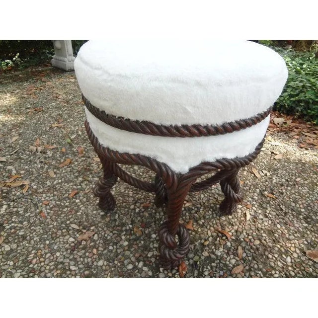 Antique French Louis XVI Style Fournier Style Knotted Rope and Tassel Ottoman For Sale In Houston - Image 6 of 13