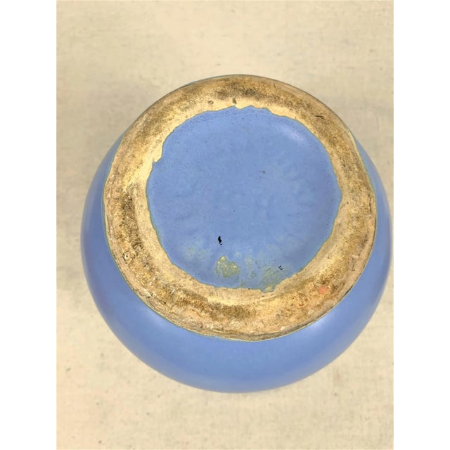 Ceramic Vintage Usa Blue Vase For Sale - Image 7 of 9