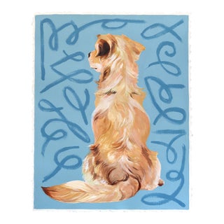 Loyalty Shows - Cool Tone Dog Portrait Mixed Media Painting on Paper Original Artwork by Kellie Newsome For Sale