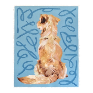 Loyalty Shows - Cool Tone Dog Portrait Mixed Media Painting on Paper Original Artwork by Kellie Newsome