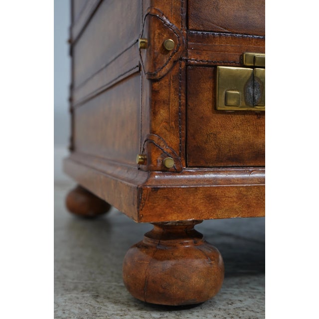 Maitland Smith Leather Luggage Chest Chiffonier For Sale - Image 10 of 12