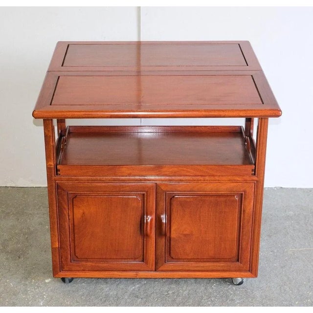 Brown Versatile Hardwood Chinese Buffet with Tray & Wheels For Sale - Image 8 of 12