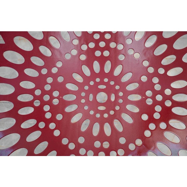 Square Wall Lamp in Red Wood and Rice Paper, 1980s For Sale - Image 9 of 18