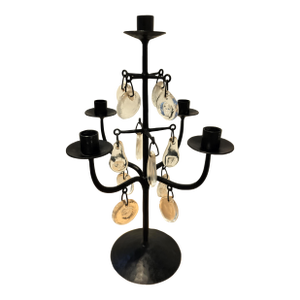 Vintage Erik Hoglund for Boda Iron and Glass Candelabra